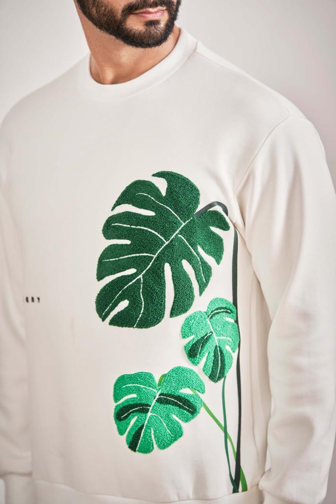 Sweatshirt Botany leaf Embroidered