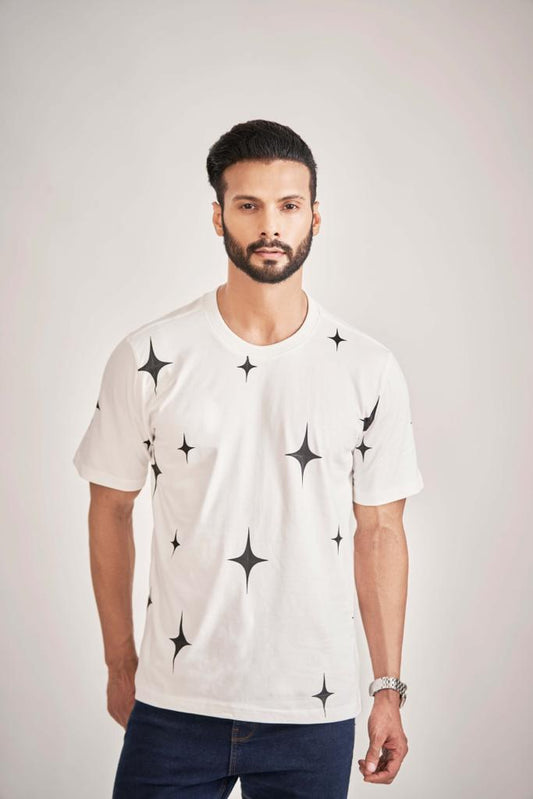 White T-shirt With Black Stars