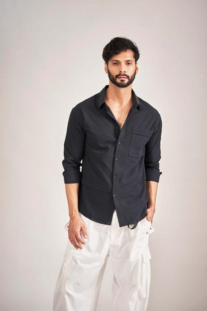 Dark Blue Bubble Shirt Regular Fit