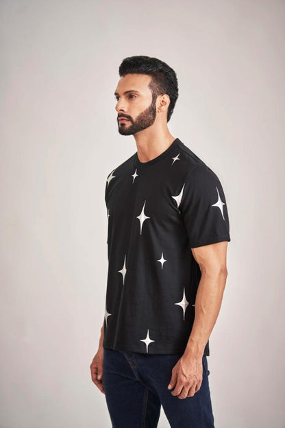 Black T-shirt with Silver stars