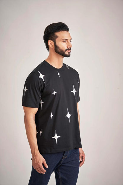 Black T-shirt with Silver stars