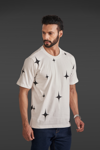 White T-shirt With Black Stars