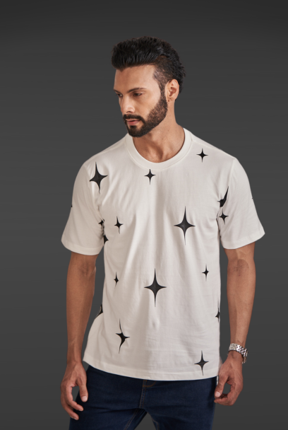 White T-shirt With Black Stars