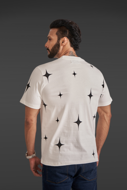 White T-shirt With Black Stars