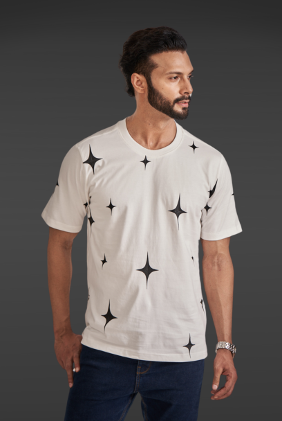 White T-shirt With Black Stars